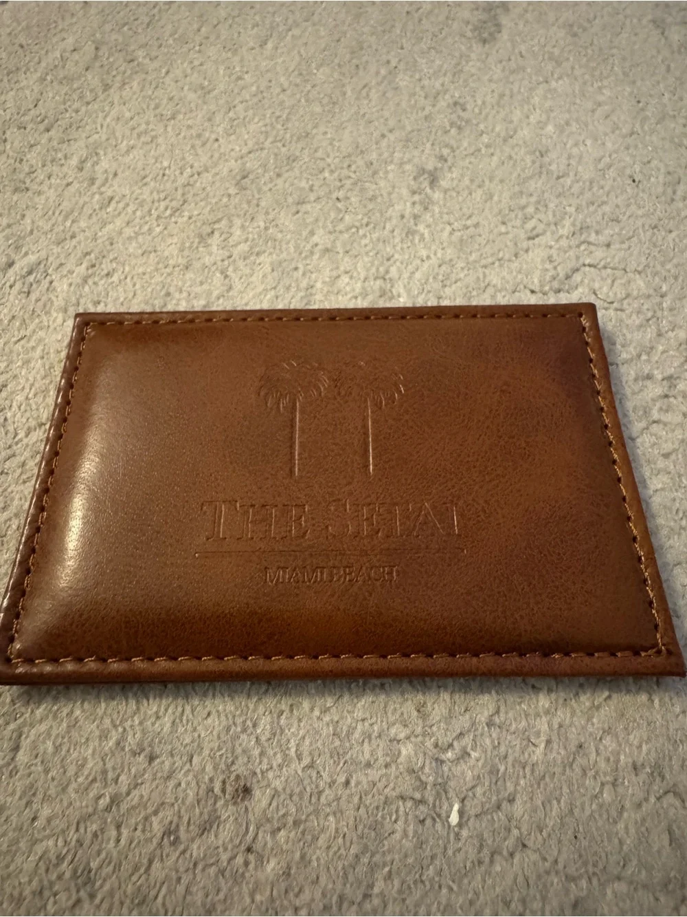 Like 🆕 The Setai Miami Beach caramel tan logo vegan leather card holder
